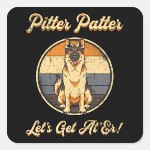 Sticker Carré Allemand Shepherd Pitter Patter Amoureux des chien