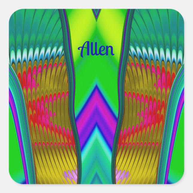 Sticker Carré ALLEN ~ Multicolore 3D ~ (Devant)