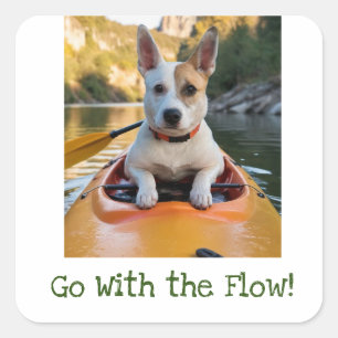 Sticker Carré Aller avec l'autocollant Flow mignon chien Kayakin