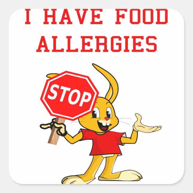 Sticker Carré Aller-Bunny STOP-Bunny Allergies Alimentaires Sq.  (Devant)