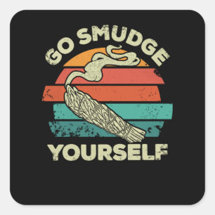 Sticker Carré Aller Smudge Yourself, Native American Retro Sunse