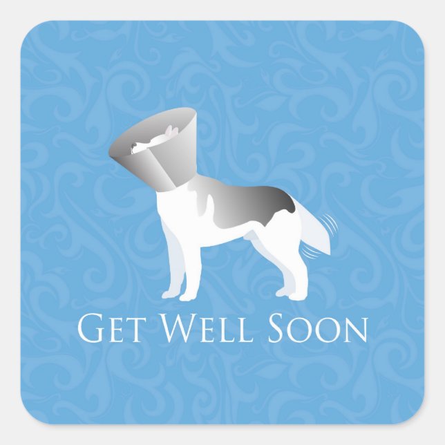 Sticker Carré Allez-vous bien bientôt - Sibérien Husky Homme (Devant)