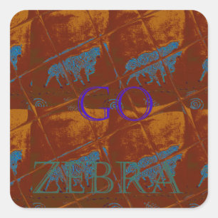 Sticker Carré Allez Zebra Safari Art Imprimer/Graphique