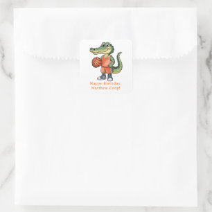 Sticker Carré Alligator Basketball fête d'anniversaire pour les