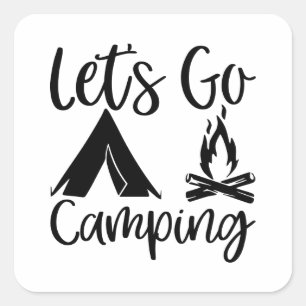 Sticker Carré Allons en Camping