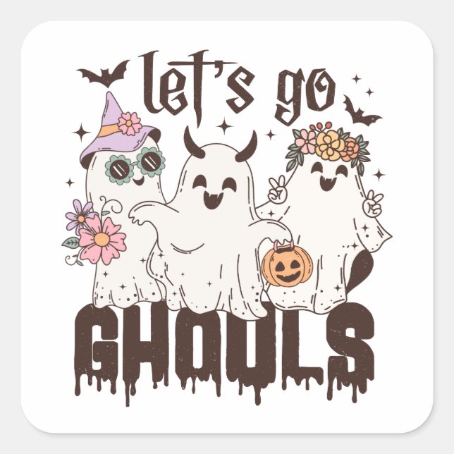 Sticker Carré Allons Gouls Halloween (Devant)