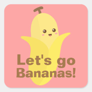 Sticker Carré Allons-y bananas!