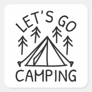 Sticker Carré Allons-y Camping