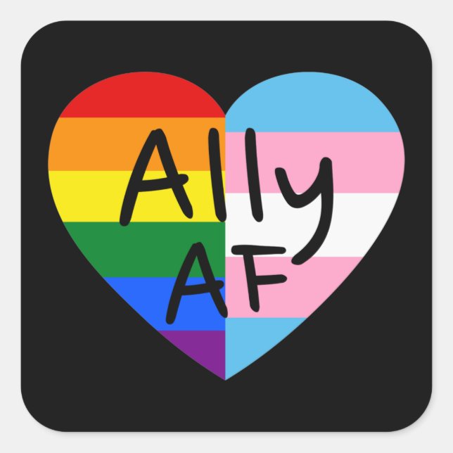 Sticker Carré Ally AF III - Drapeau LGBTQ Gay Trans Queer Pride (Devant)