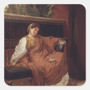 Sticker Carré Alma-Tadema   Lesbia pleut sur un moineau