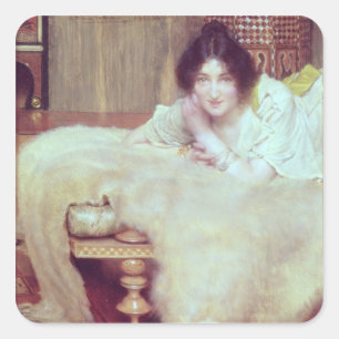 Sticker Carré Alma-Tadema un auditeur : La couverture d'ours,