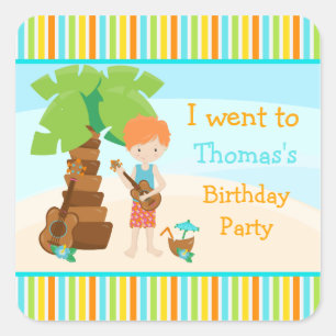 Sticker Carré Aloha Cute Red Hair Party