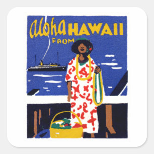 Sticker Carré Aloha d'Hawaï 1920