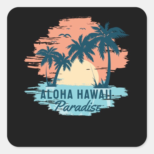 Sticker Carré Aloha Hawaii (Devant)