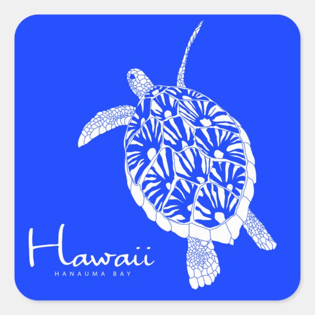 Sticker Carré Aloha Hawaii Honu Turtle (Devant)