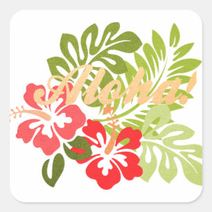 Sticker Carré Aloha Hibiscus