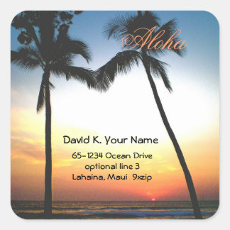 Sticker Carré Aloha Palm Tree Adresse