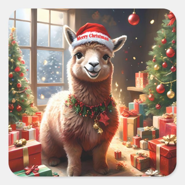 Sticker Carré "Alpaca les présents : un conte de Noël" (Devant)