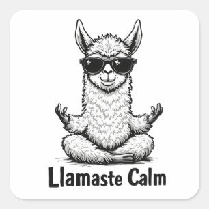 Sticker Carré Alpaca Séjour Calme Llamaste Lama Yoga Amusant