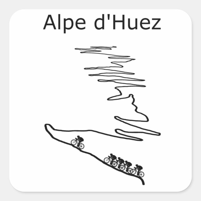 Sticker Carré Alpe de Huez en France à vélo pour hommes et femme (Devant)