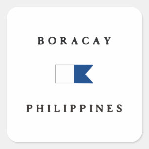 Sticker Carré Alpha drapeau de piqué de Boracay Philippines