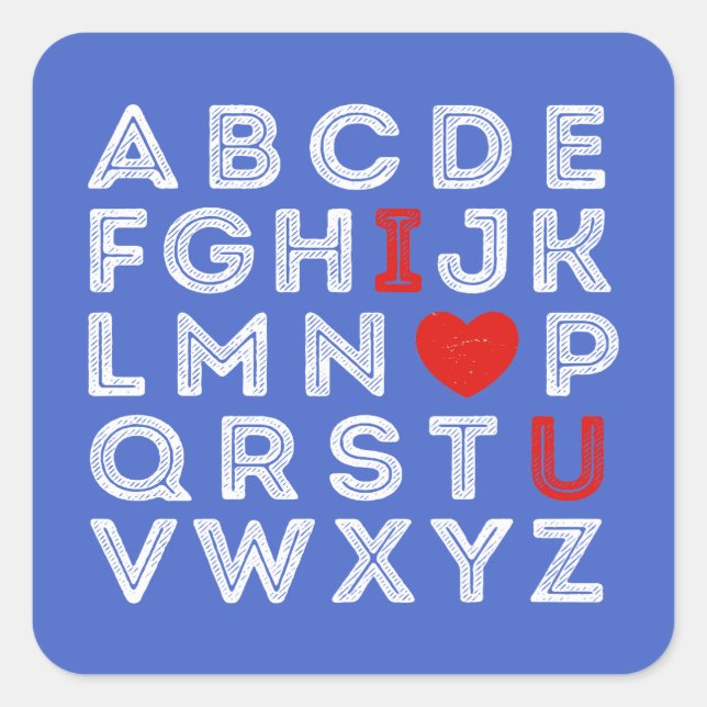 Sticker Carré Alphabet ABC Je t'aime (Devant)
