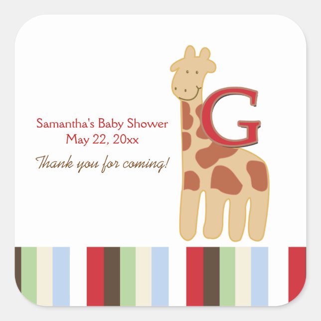 Sticker CARRÉ Alphabet ABC Soupe (Giraffe) (Devant)