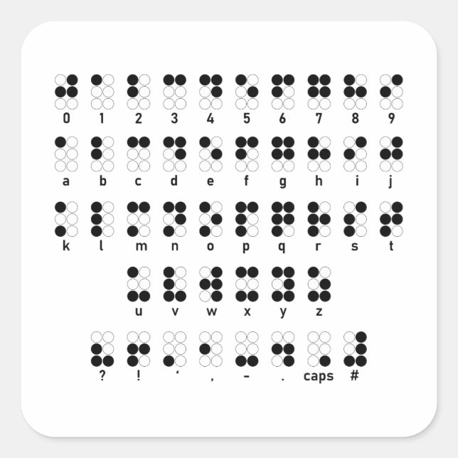 Sticker Carré alphabet braille symbole en lettres aveugles (Devant)