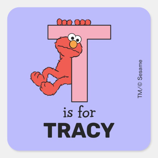 Sticker Carré Alphabet d'Elmo | T Rose (Devant)