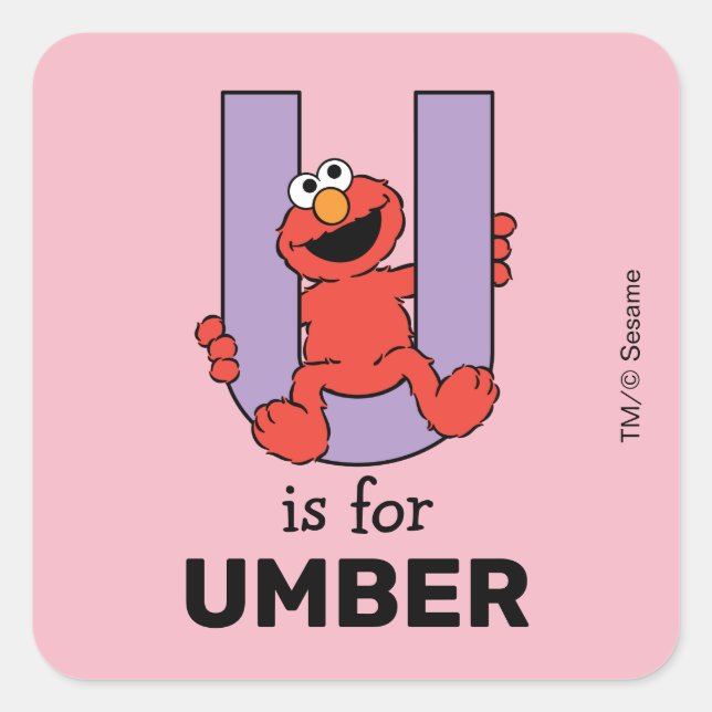 Sticker Carré Alphabet Elmo | U Violet (Devant)
