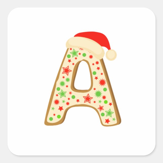 Sticker Carré Alphabets de Noël lettre A (Devant)
