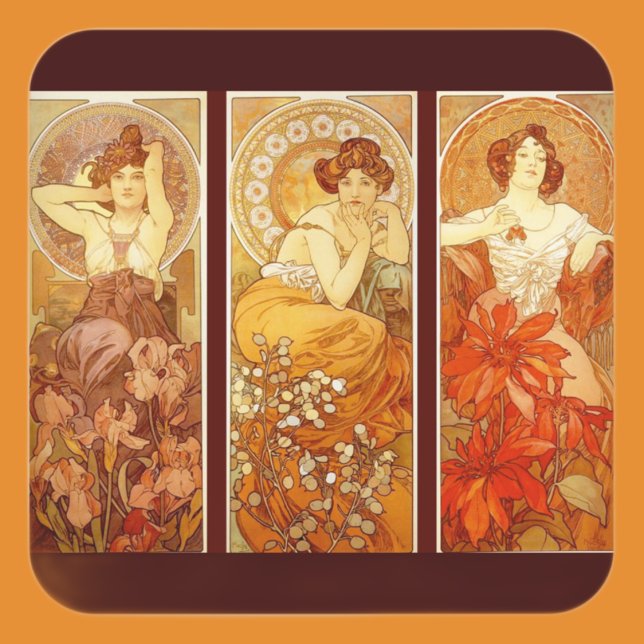 Sticker Carré Alphonse Mucha (Créateur téléchargé)