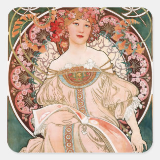 Sticker Carré Alphonse Mucha F. Champenois