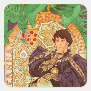 Sticker Carré Alphonse Mucha Prince et Dragon