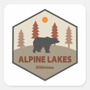 Sticker Carré Alpine Lakes Wilderness Washington Bear