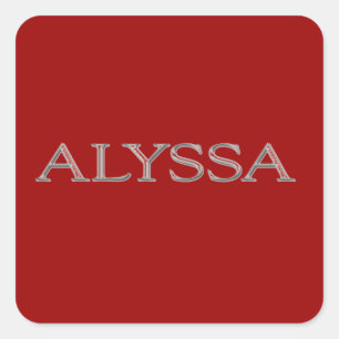 Sticker Carré Alyssa Personnalisé Élevé Lettres