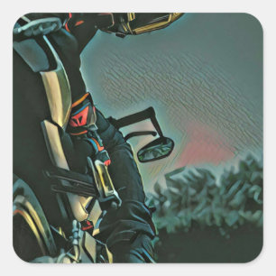 Sticker Carré amant de course de moto cadeau