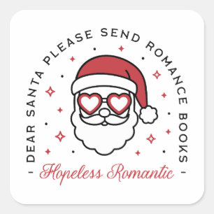 Sticker Carré Amant de livre amusant et amoureux de Père Noël