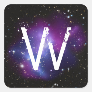 Sticker Carré Amas de galaxies violet monogrammé