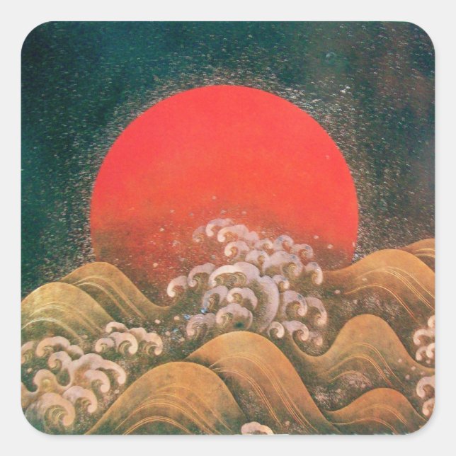 Sticker Carré AMATÉRASU, GODDESS SOLEIL, noir rouge (Devant)