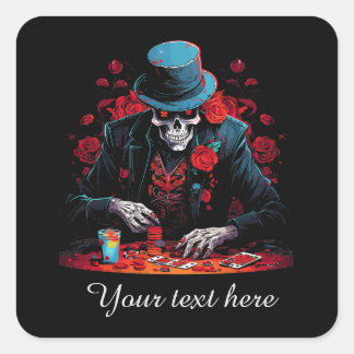 Sticker Carré Amateurs de poker cool ajouter du texte