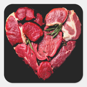 Sticker Carré Amateurs de viande de coeur de boeuf Barbecue cru