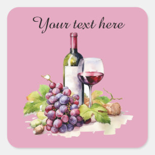 Sticker Carré Amateurs de vin amusant ajouter du texte