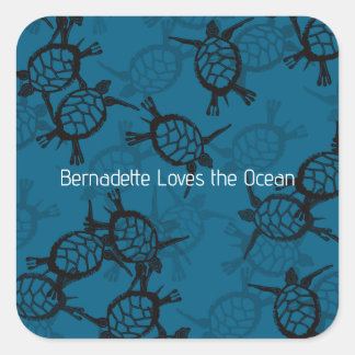 Sticker Carré Amateurs d'océan Tortue de mer