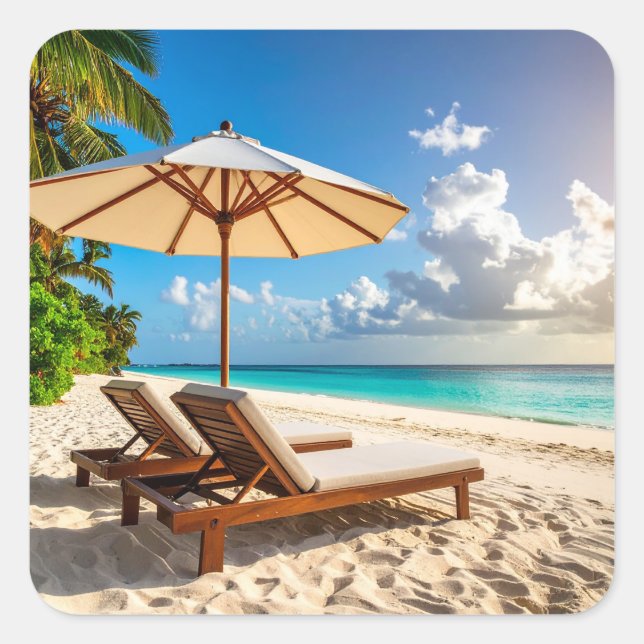 Sticker Carré Amazing beach (Devant)