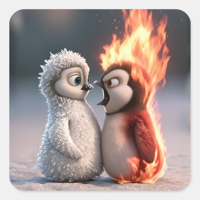 Sticker Carré Amber & Frosty Petits Manchots Grands Sentiments (Devant)