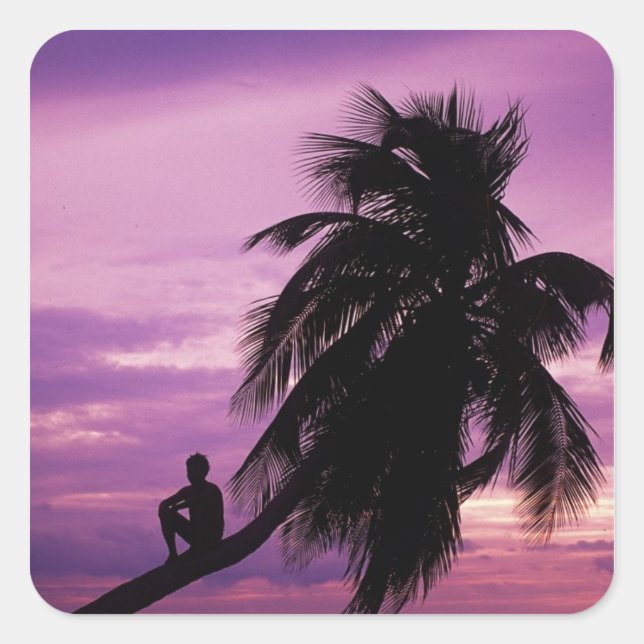 Sticker Carré Ambergris Caye, Belize, Amérique Centrale. (Devant)