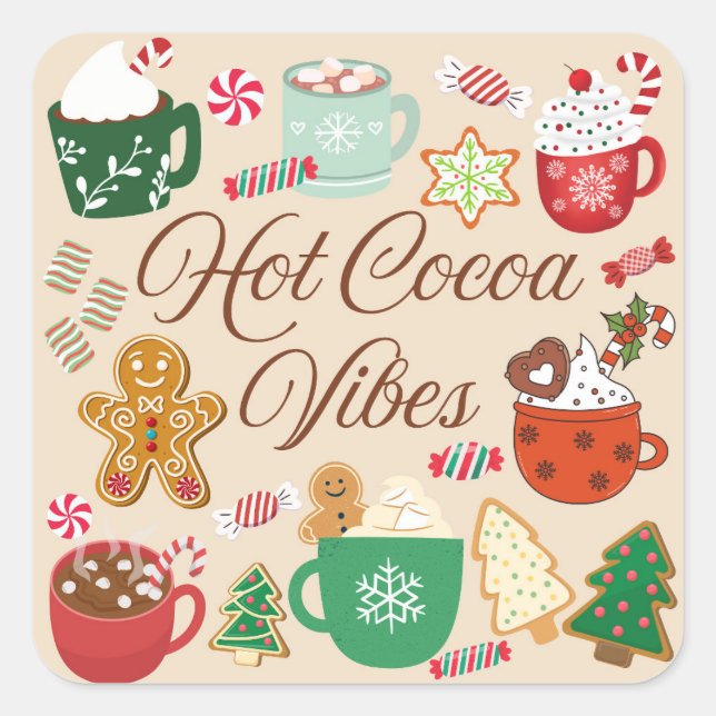 Sticker Carré Ambiance Chocolat Chaud de Noël (Devant)