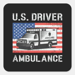 Sticker Carré Ambulance du conducteur américain Paramètre d'urge