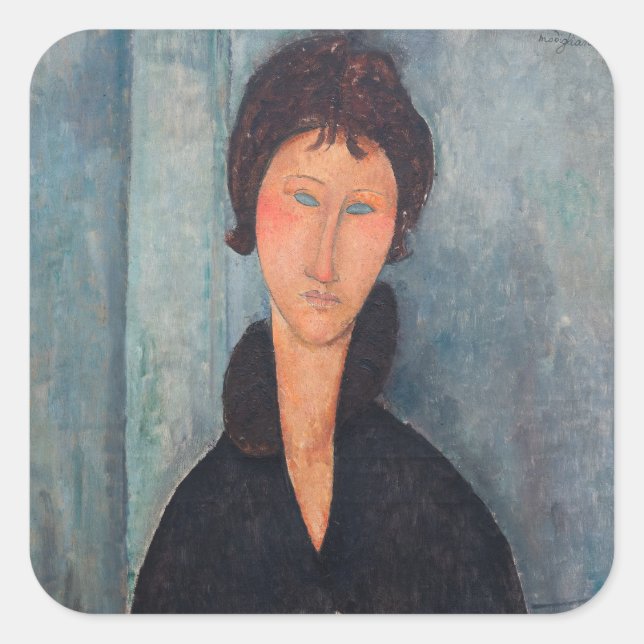 Sticker Carré Amedeo Modigliani - Femme aux yeux bleus (Devant)
